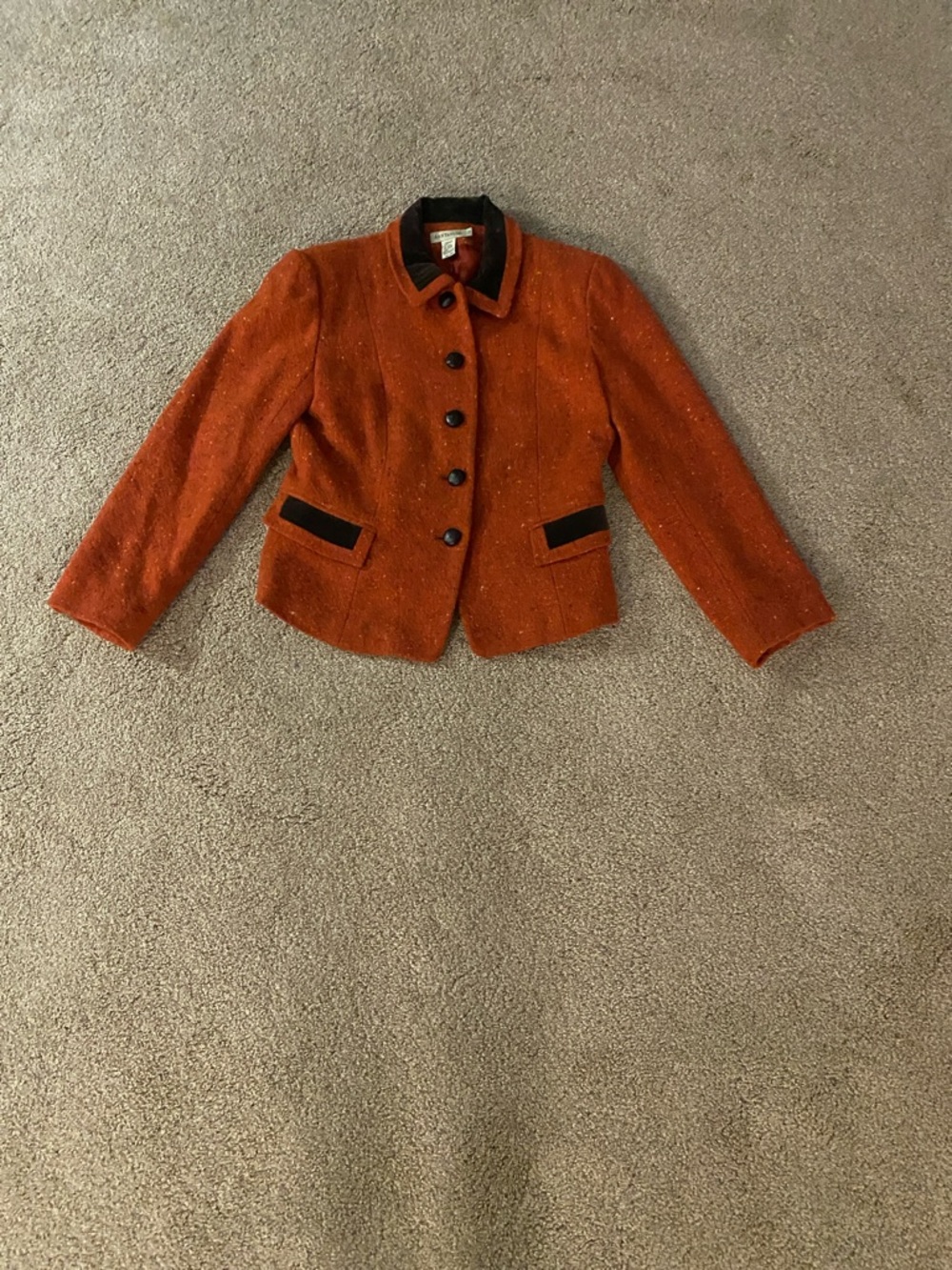 Ann Taylor Rust Tweed Blazer with Black Trim